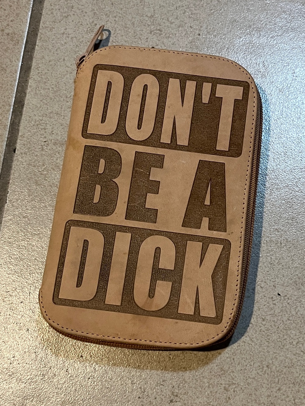 Fly tying tool wallet "DON'T BE A DICK"